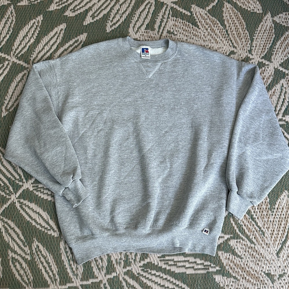 VTG Russell Athletic Pullover Crewneck Sweatshirt Mens XL Gray Blank 90s USA